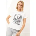 Womens Casual Printed Short Sleeve Crew Neck T-Shirt